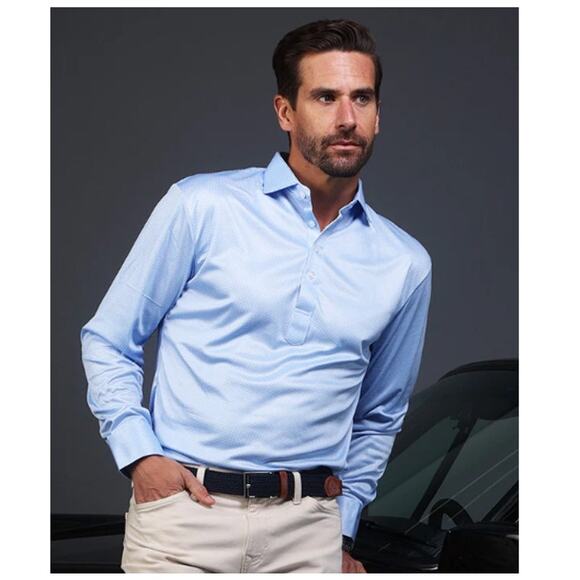 collars and co Other - Collars and Co Polo Shirt Semi Spread Collar Blue Houndstooth Size XL NEW